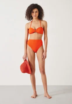 hush Swimwear & Beachwear|Stella Scallop Crinkle Bandeau Bikini Top Orange