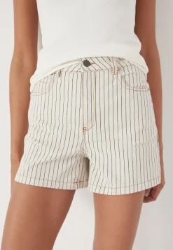 hush Shorts|Stripe Denim Shorts Ecru Black Stripe
