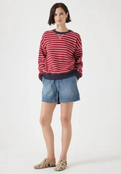 hush Sweatshirts & Hoodies|Stripe Sweatshirt Off White / Bright Red