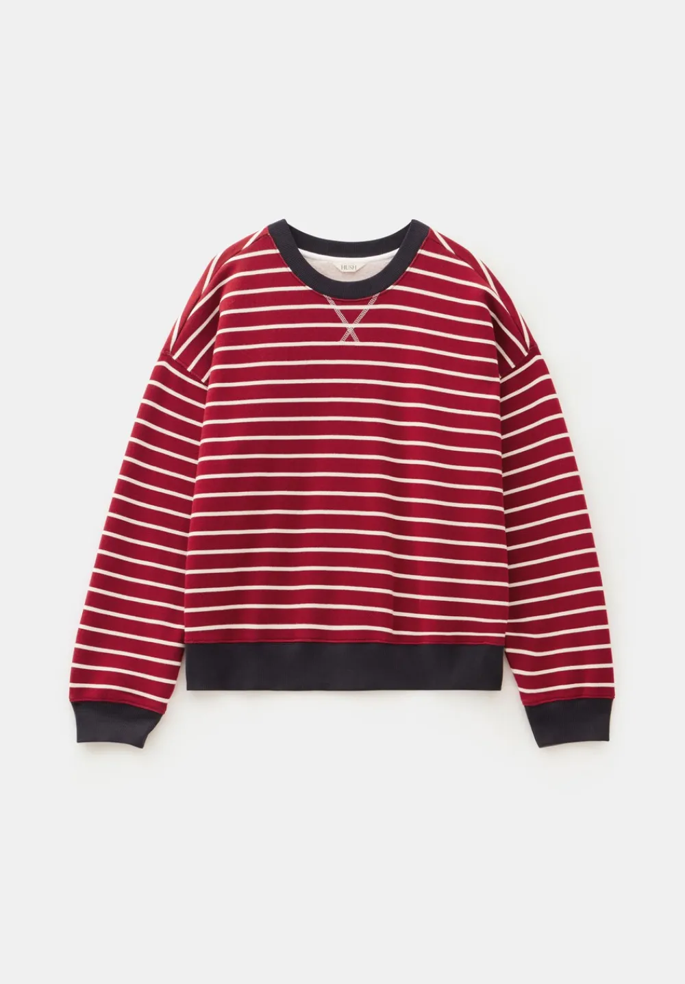 hush Sweatshirts & Hoodies|Stripe Sweatshirt Off White / Bright Red