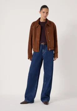 hush Jackets & Coats|Suede Bomber Jacket Toffee Brown