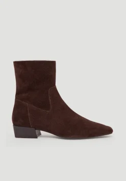 hush Heels|Boots|Suede Square-Toe Boots Dark Brown