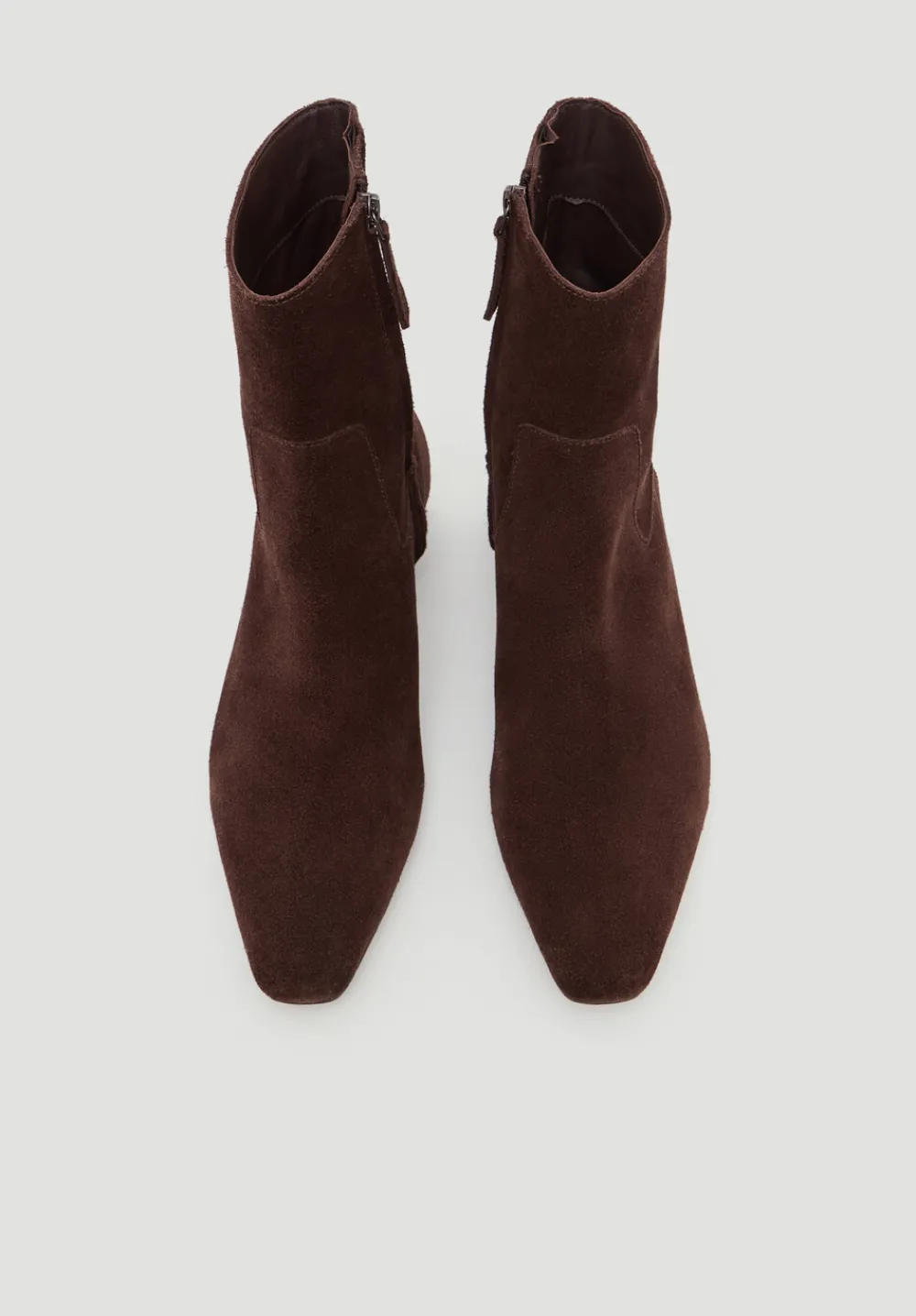 hush Heels|Boots|Suede Square-Toe Boots Dark Brown