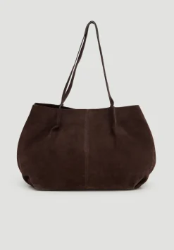 hush Bags|Suede Wing Tote Bag Dark Brown