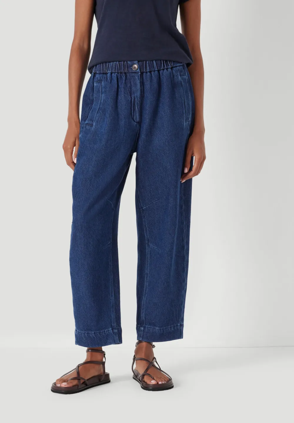 hush Jeans|Supersoft Denim Barrel Leg Jeans Indigo Blue
