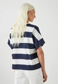 hush Tops & T-Shirts|Sutton Stripe Boxy T-Shirt White
