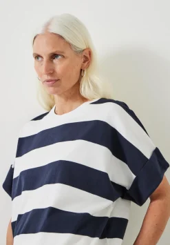 hush Tops & T-Shirts|Sutton Stripe Boxy T-Shirt White