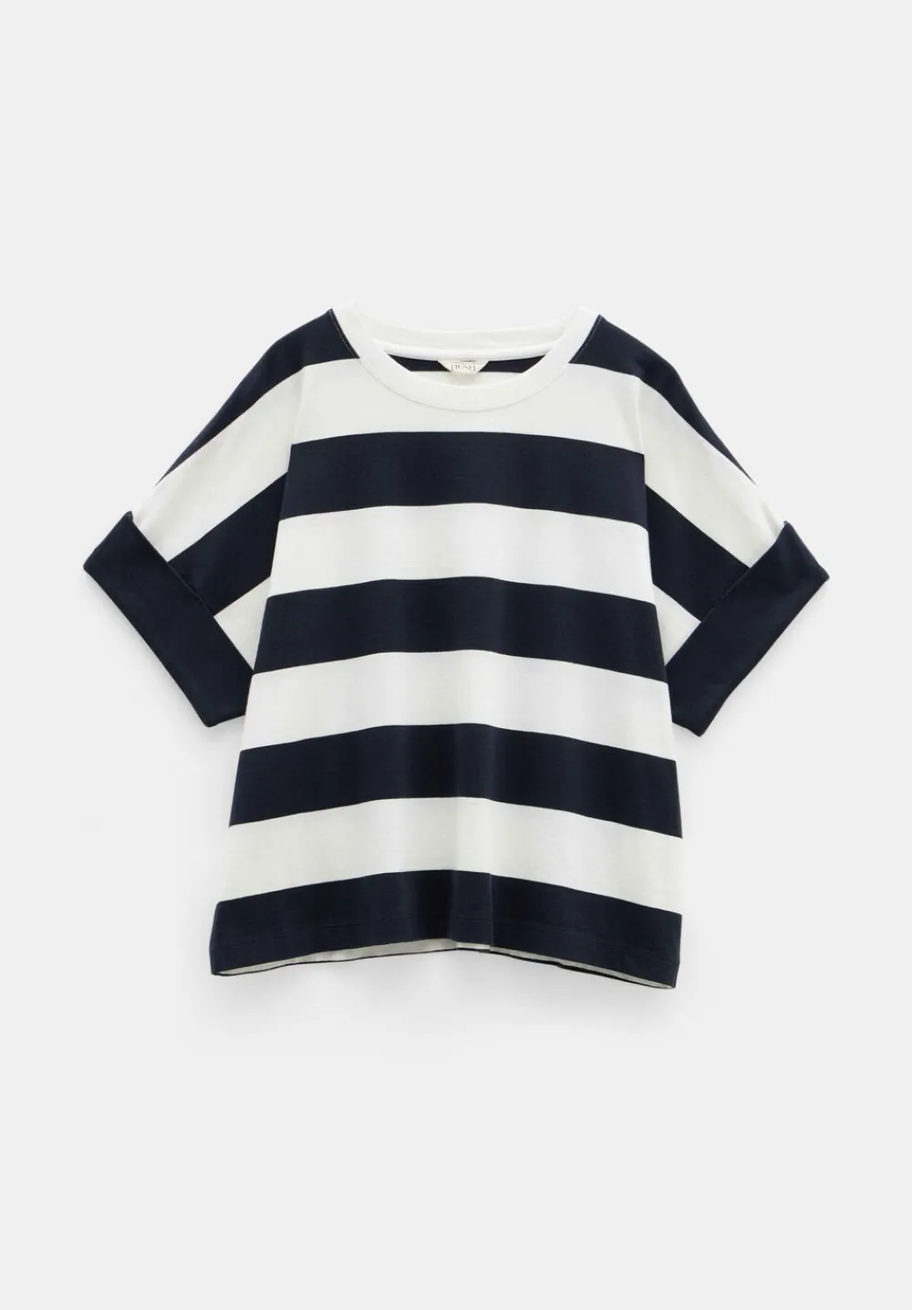 hush Tops & T-Shirts|Sutton Stripe Boxy T-Shirt White