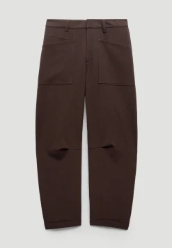 hush Trousers|Tailored Cordi Barrel Leg Trousers Dark Brown