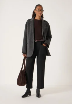 hush Trousers|Tailored Cordi Barrel Leg Trousers Black
