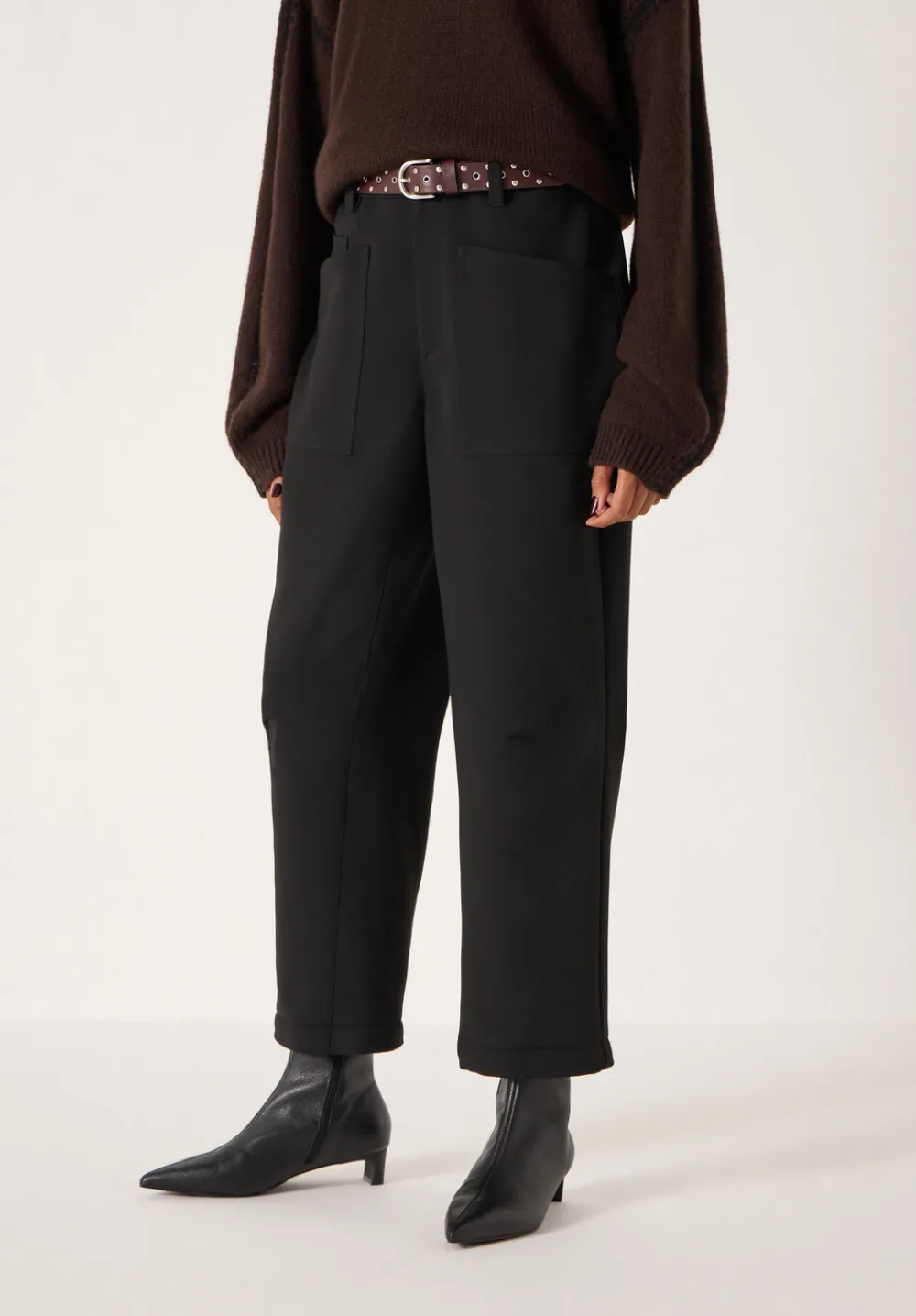 hush Trousers|Tailored Cordi Barrel Leg Trousers Black