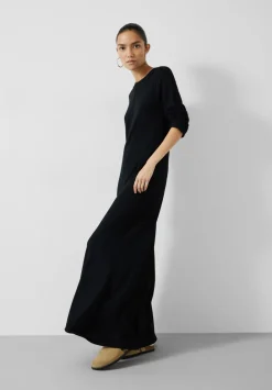 hush Dresses|Talen Long Sleeved Knitted Maxi Dress Black