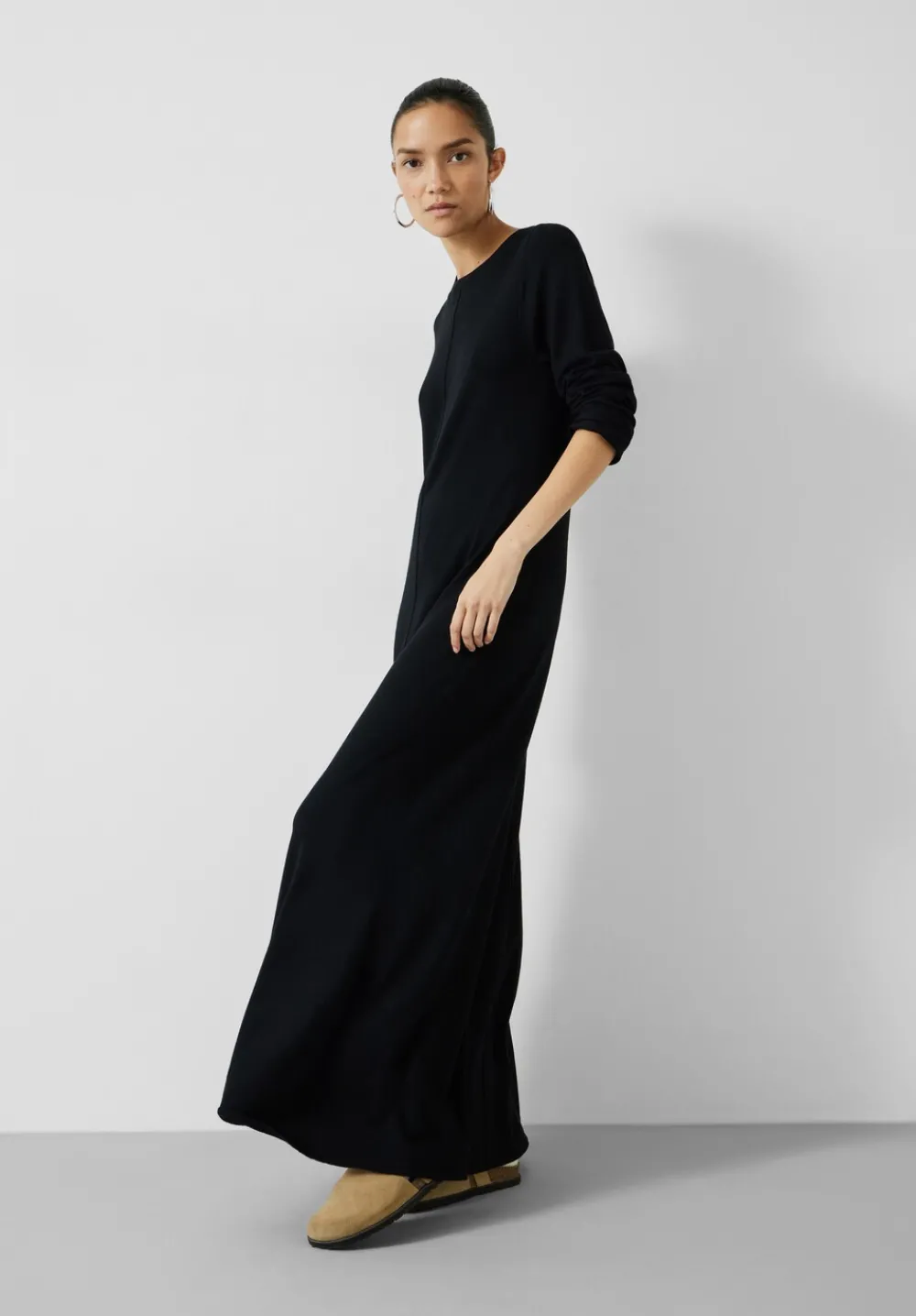 hush Dresses|Talen Long Sleeved Knitted Maxi Dress Black
