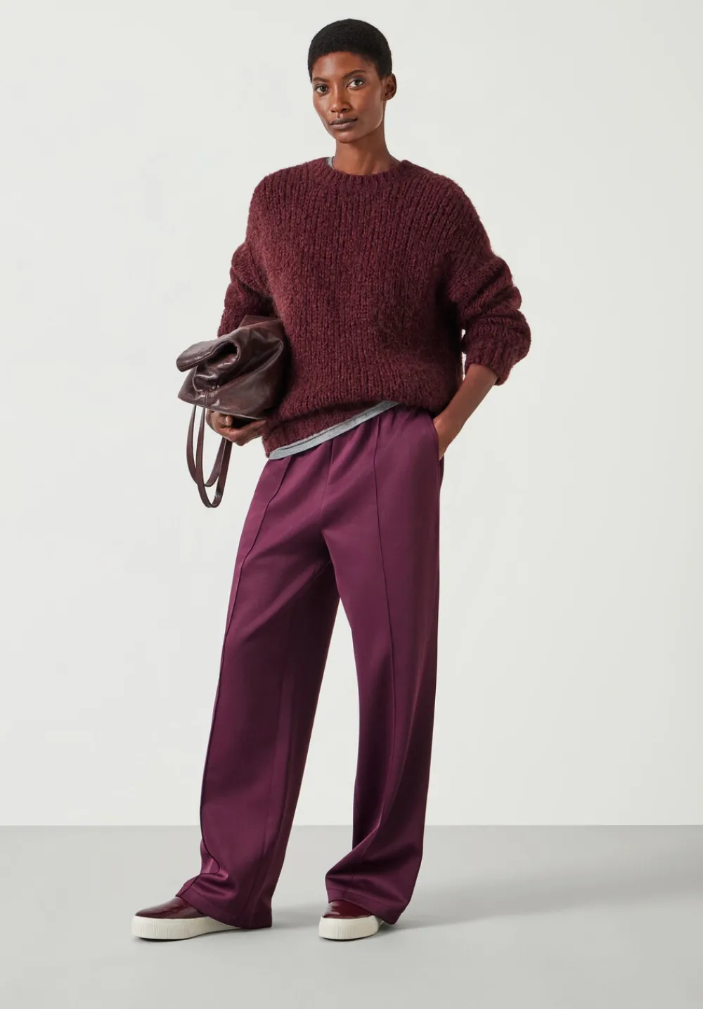 hush Jumpers & Cardigans|Tammy Textured Crew Jumper Wine Red