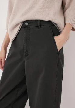 hush Trousers|Tapered Leg Casual Trousers Washed Black