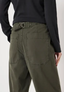 hush Trousers|Tapered Leg Casual Trousers Grey Green