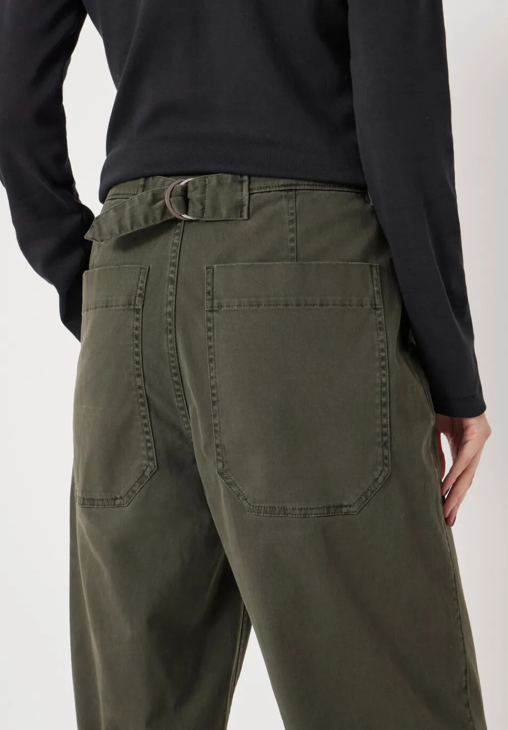 hush Trousers|Tapered Leg Casual Trousers Grey Green
