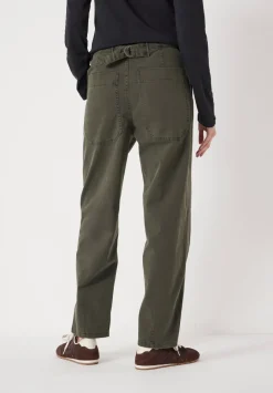 hush Trousers|Tapered Leg Casual Trousers Grey Green