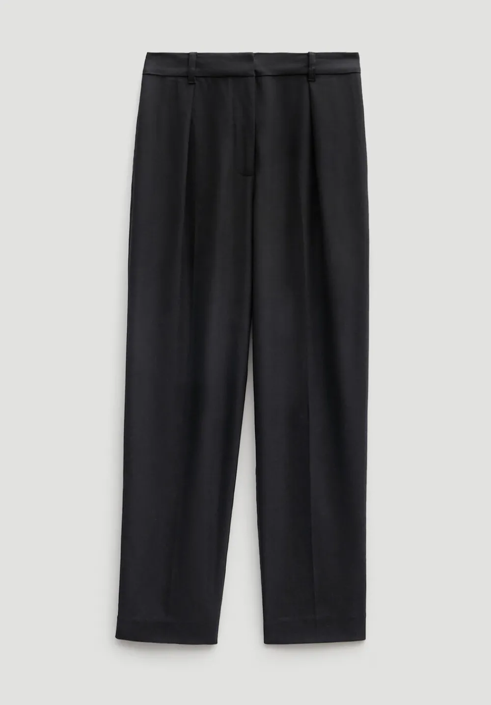 hush Trousers|Tapered Leg Wool Blend Trousers Black