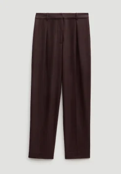 hush Trousers|Tapered Leg Wool Blend Trousers Burgundy Purple