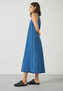 hush Dresses|Tatum Denim Maxi Dress Mid Authentic Wash Denim