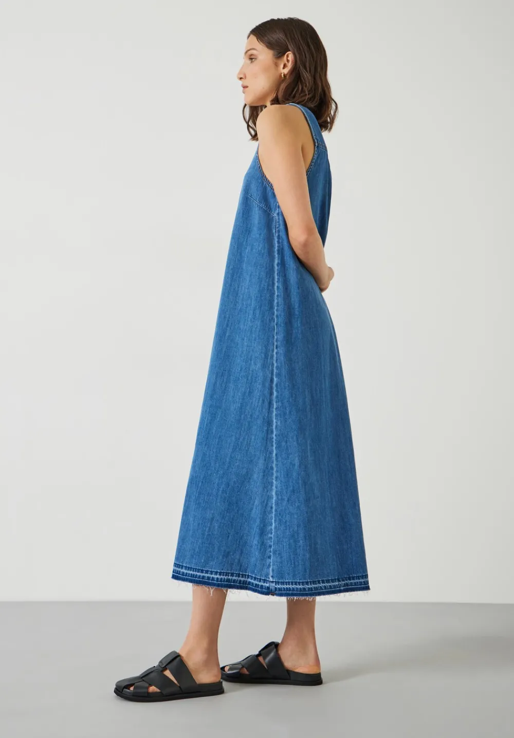 hush Dresses|Tatum Denim Maxi Dress Mid Authentic Wash Denim