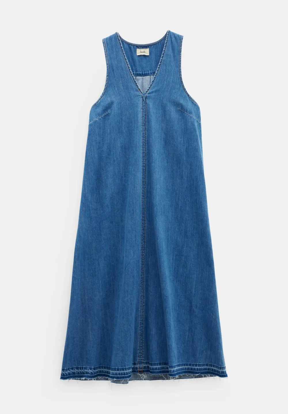 hush Dresses|Tatum Denim Maxi Dress Mid Authentic Wash Denim