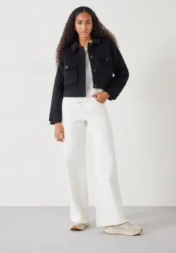 hush Jackets & Coats|Taylah Relaxed Cropped Wool Jacket Black