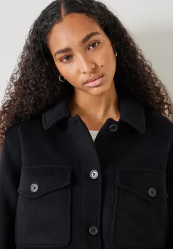 hush Jackets & Coats|Taylah Relaxed Cropped Wool Jacket Black