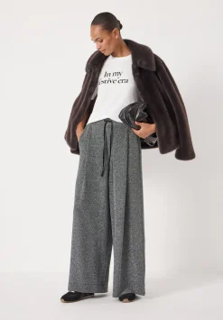 hush Joggers & Leggings|Trousers|Taylor Metallic Wide Leg Trouser Silver Metallic