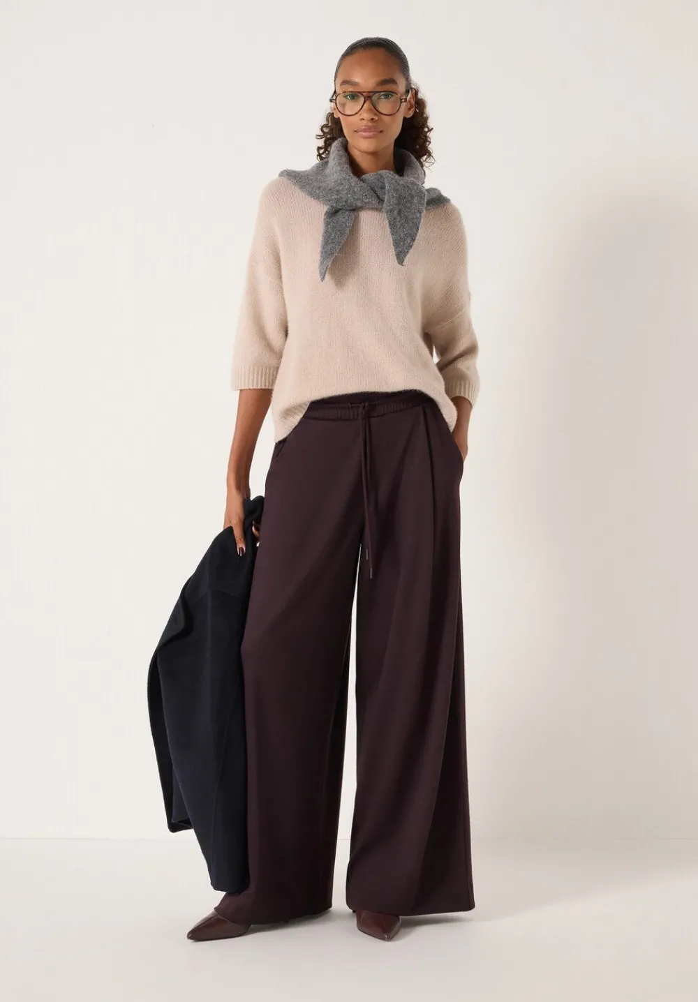 hush Joggers & Leggings|Trousers|Taylor Wide Leg Trouser Dark Plum Purple