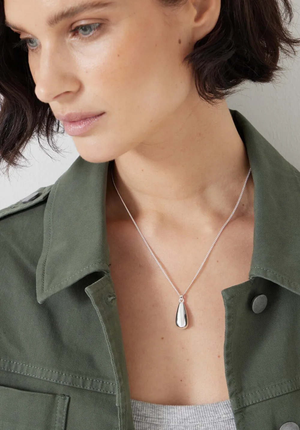hush Jewellery|Teardrop Pendant Chain Necklace Silver