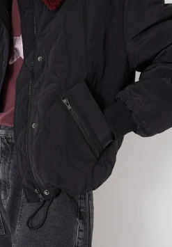 hush Jackets & Coats|Teddy Collar Quilted Bomber Black