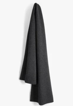 hush Scarves|Teresa Ribbed Cashmere Scarf Charcoal Grey