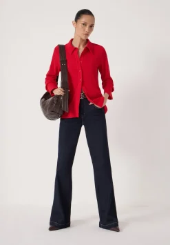 hush Tops & T-Shirts|Textured Slim Shirt Bright Red