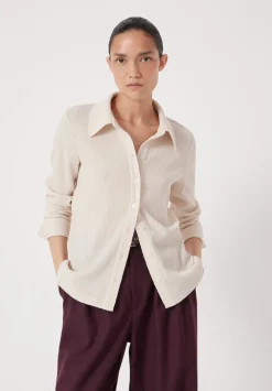 hush Tops & T-Shirts|Textured Slim Shirt Almond