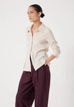 hush Tops & T-Shirts|Textured Slim Shirt Almond