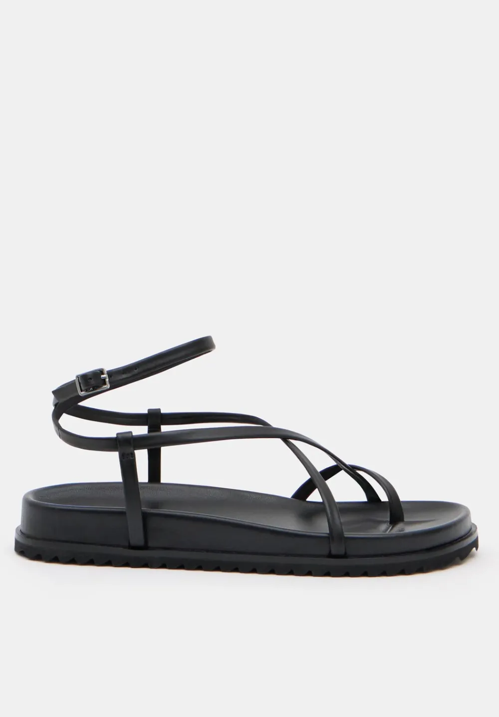 hush Sandals|Flats|Thea Strappy Leather Sandals Black