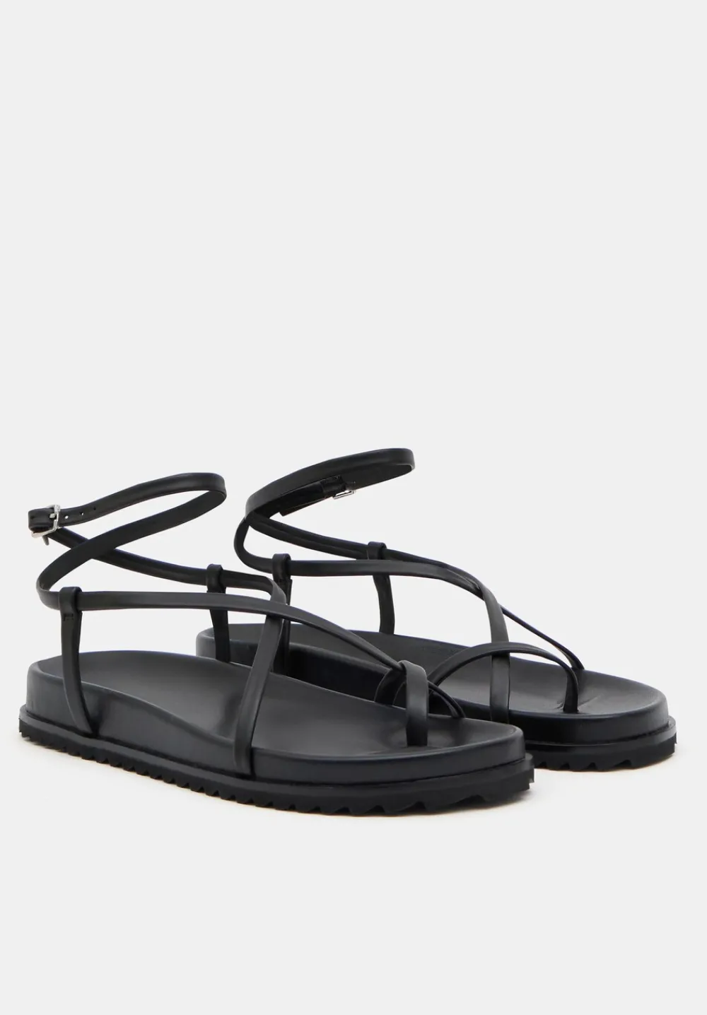 hush Sandals|Flats|Thea Strappy Leather Sandals Black