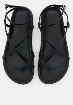 hush Sandals|Flats|Thea Strappy Leather Sandals Black