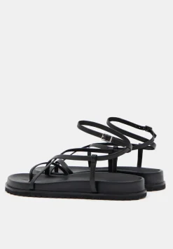 hush Sandals|Flats|Thea Strappy Leather Sandals Black