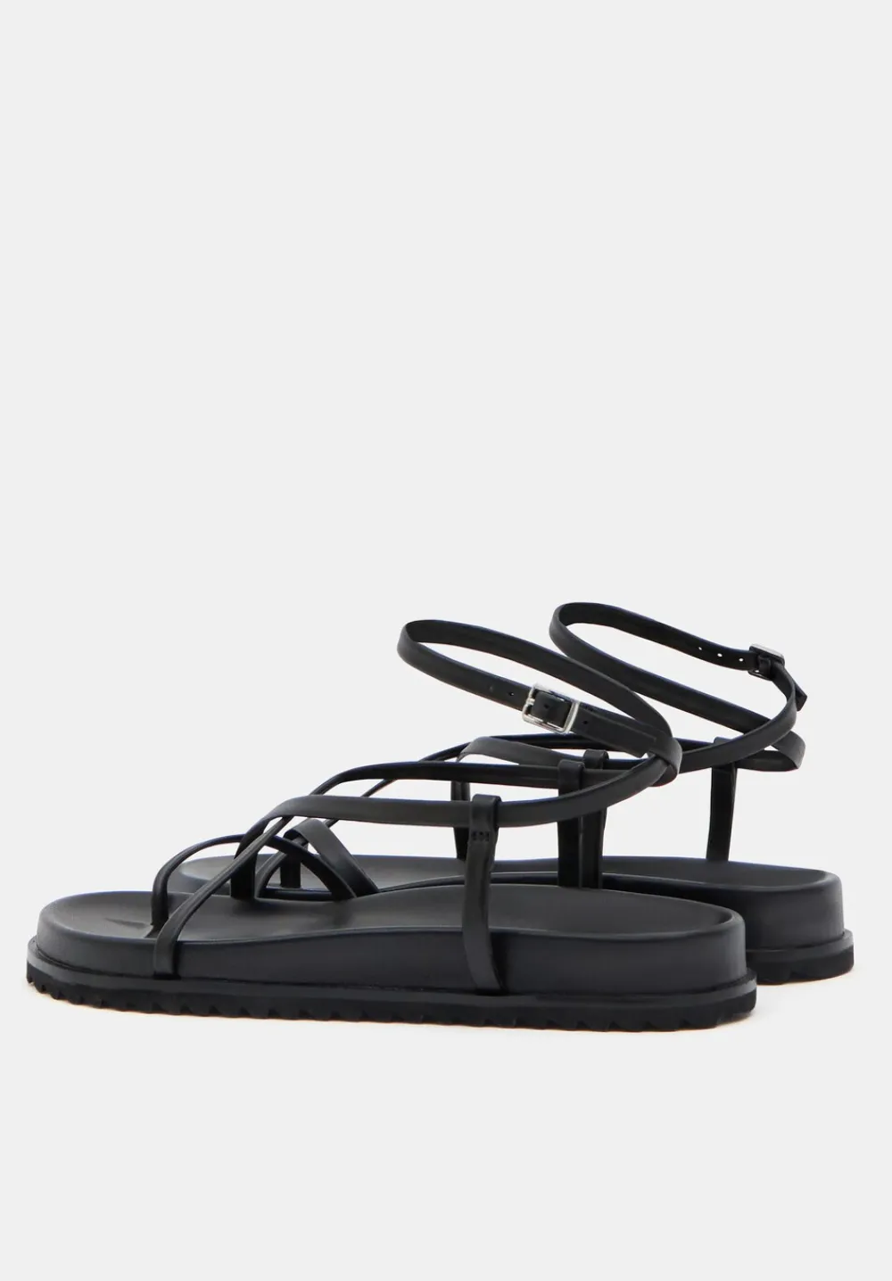 hush Sandals|Flats|Thea Strappy Leather Sandals Black