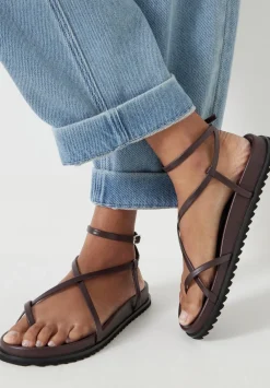 hush Sandals|Flats|Thea Strappy Leather Sandals Burgundy Red
