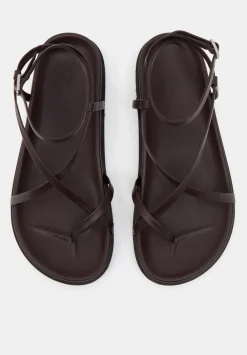 hush Sandals|Flats|Thea Strappy Leather Sandals Burgundy Red