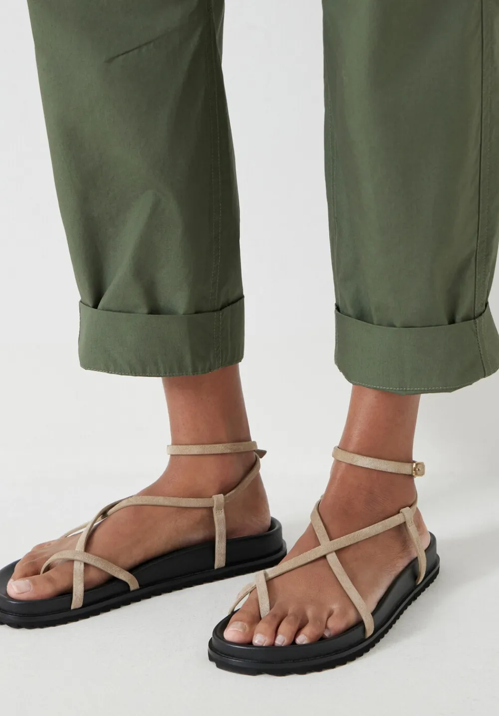 hush Sandals|Flats|Thea Strappy Suede Sandals Taupe