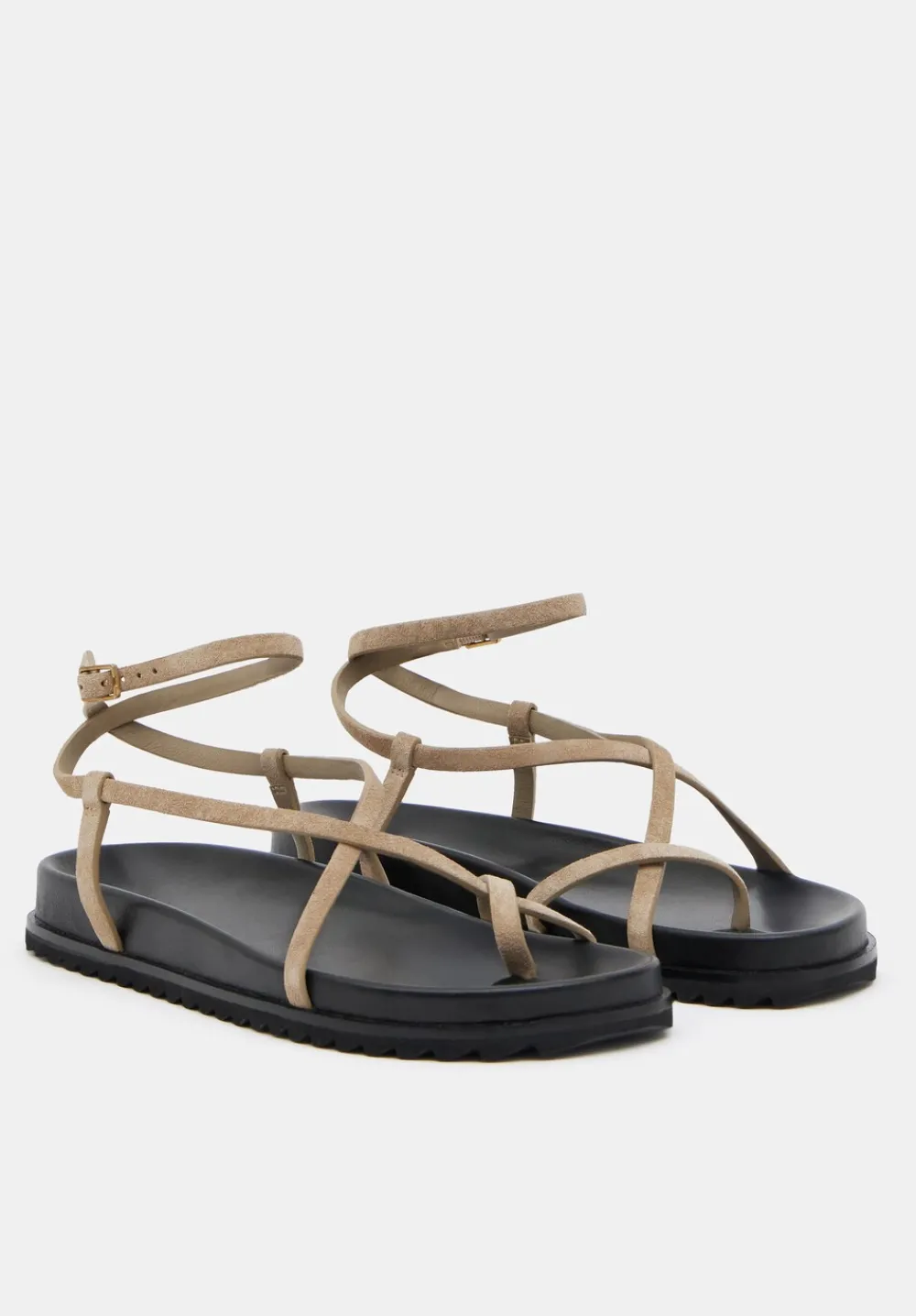 hush Sandals|Flats|Thea Strappy Suede Sandals Taupe