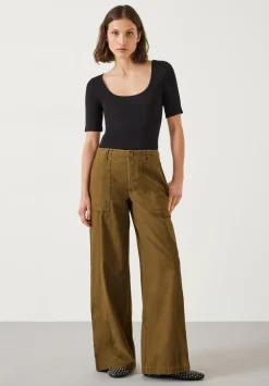 hush Trousers|Thea Wide Leg Trousers Olive