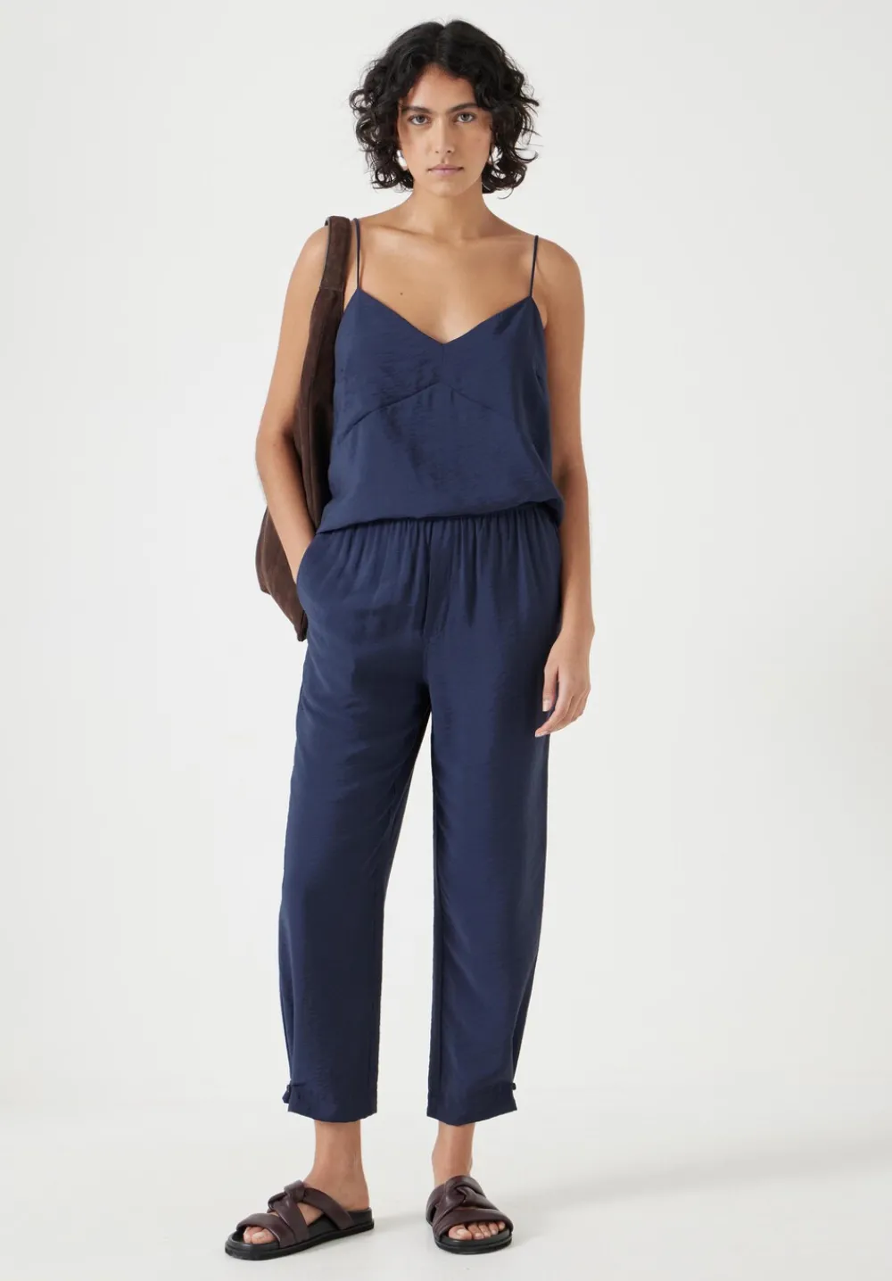 hush Tops & T-Shirts|Thin Strap V-Neck Cami Navy