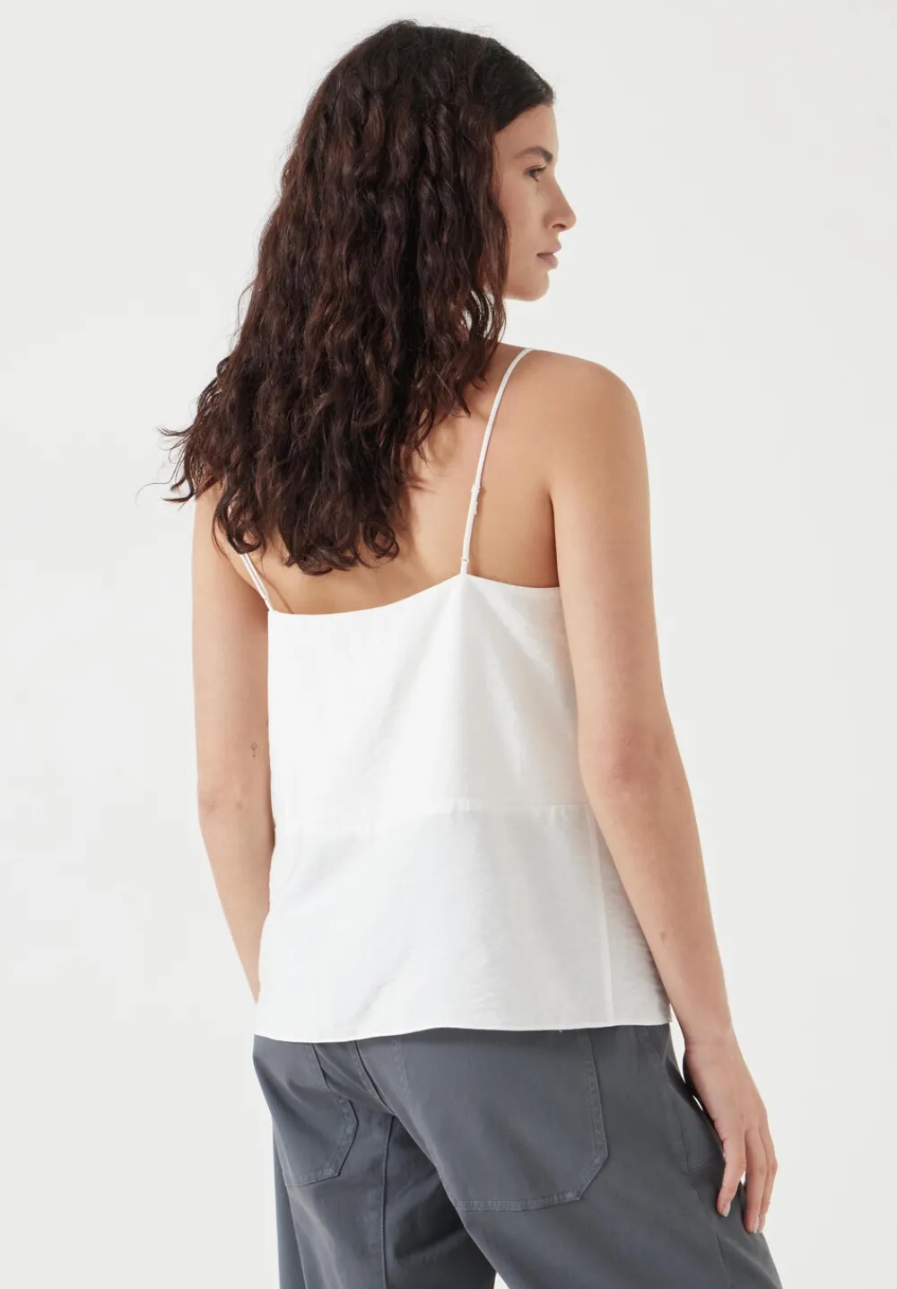 hush Tops & T-Shirts|Thin Strap V-Neck Cami Ecru White