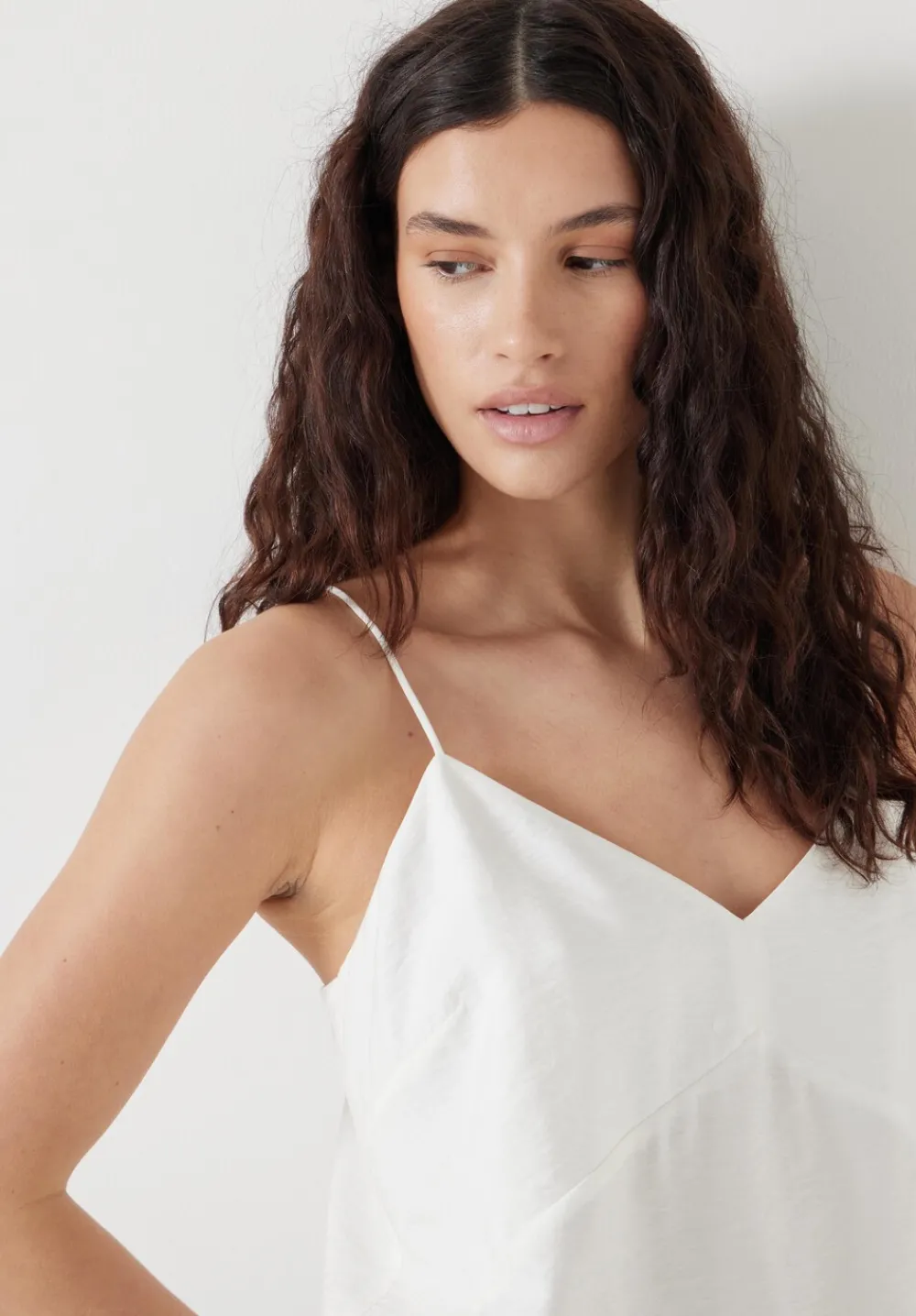 hush Tops & T-Shirts|Thin Strap V-Neck Cami Ecru White